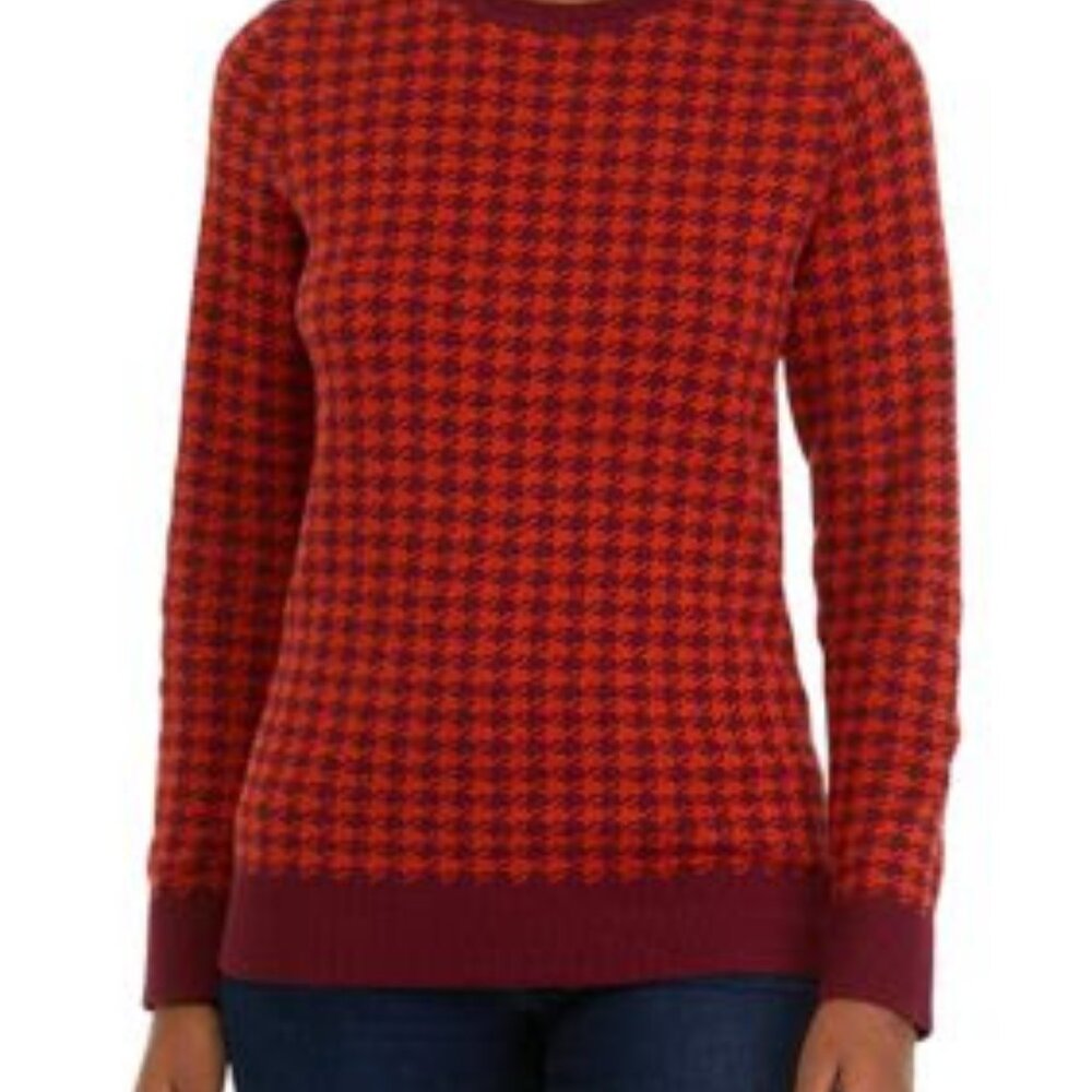 NWT Kim Rogers Woman's Long Sleeve Crew Neck Jacquard Sweater
